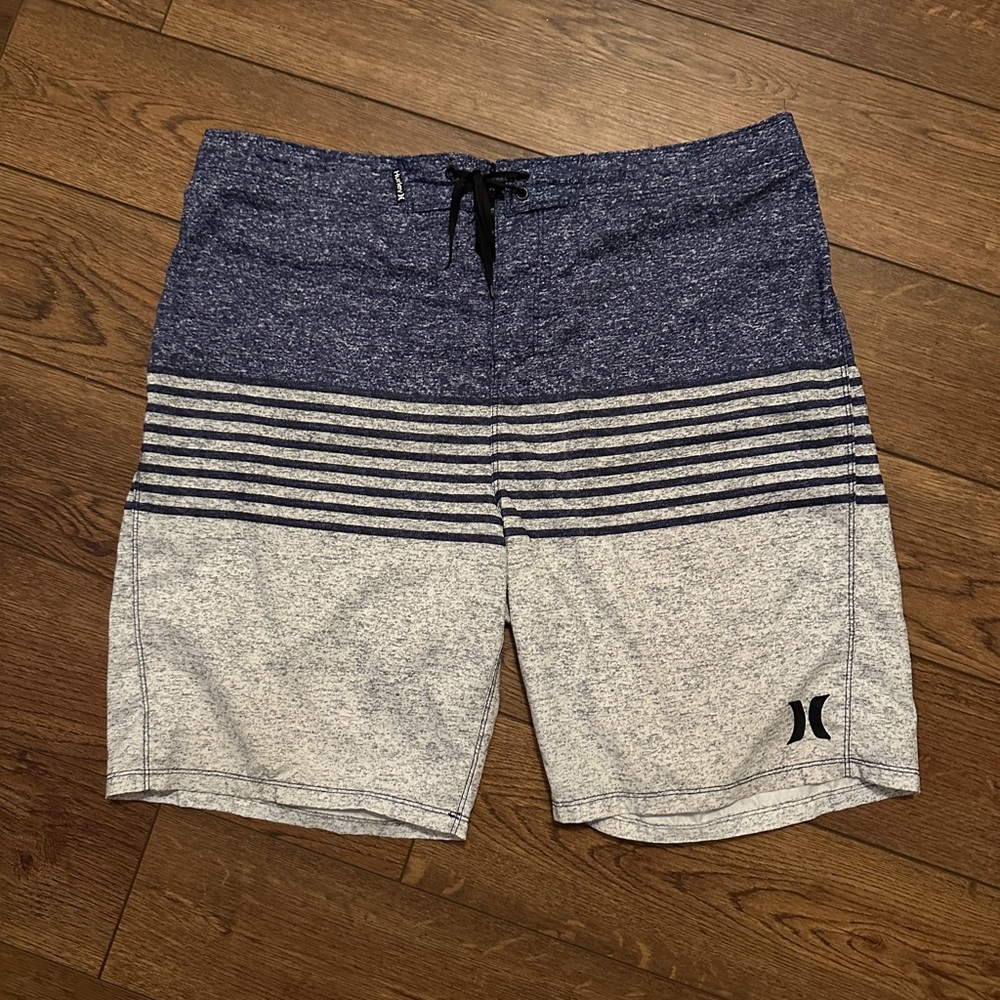 Hurley Blue and Gray Striped Shorts